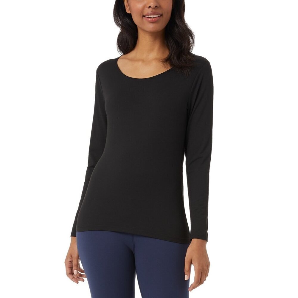 32 Degrees Cozy Heat Womens Size XS Scoop Neck‎ Long-Sleeve Top in Black 218